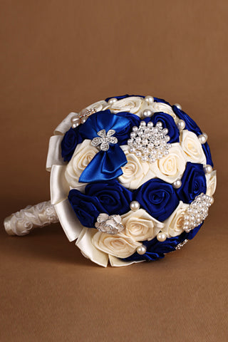 Hermosa boda Rhinestone de las flores redondas, rosas, ramos de novia (26 * 20cm)