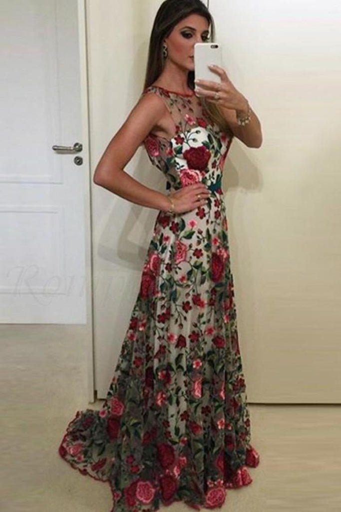 2022 hermosos vestidos de baile vestido de fiesta de encaje bordado floral cucharada Aline Rose
