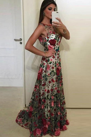 2024 hermosos vestidos de baile vestido de fiesta de encaje bordado floral cucharada Aline Rose
