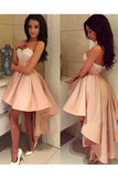 2024 Asymmetrical Prom Dresses Una línea de satén sin mangas con Applique