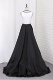 2024 Prom Dresses Asymmetrical cucharada una línea de satén con rebordear
