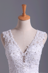 2022 caliente vestidos de boda de la sirena V-cuello tribunal Satén Con apliques espalda abierta