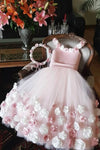 Nuevo vestido de fiesta Vestidos de niña de flores Cucharada Hasta el tobillo Tul Flores hechas a mano