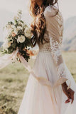 Vestidos de boda de manga larga rústicos con encaje de marfil vestido de boda de playa