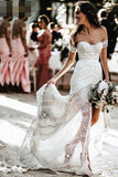 Vestido de novia modesto de encaje con cuello de novia Vestidos de novia de playa, vestido de novia sexy de Boho