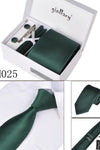 Verde oscuro corbata Conjunto Gemelos 4 Piezas muchos colores # H025