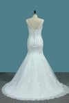 2022 Scoop vestidos de novia sirena con apliques de encaje espalda abierta