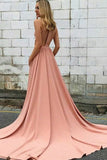 Modest Pink Long Open Back simples baratos elegantes vestidos de baile Vestidos de noche