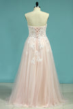 2024 Prom Dresses Tulle Sweetheart Con Applique Y Perlas Lace Up