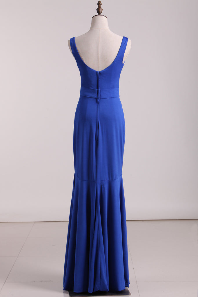2024 vestidos de noche del Spandex oscuro azul real de las correas de la sirena