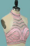 2024 vestidos de baile sirena cuello alto de dos piezas blusa moldeada Spandex