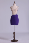 2022 vestidos de baile de la envoltura mini de un hombro con cuentas Con elegante Sheer Volver