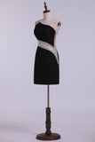 2024 vestidos de baile cortocircuito de la envoltura de un hombro con cuentas Con elegante Sheer Volver
