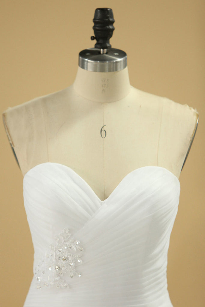 2024 vestidos de boda del amor de Tulle acanalada blusa con apliques de la sirena