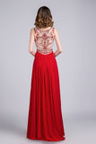 2022 caliente venta Scoop una línea completa Roja vestido de fiesta con cuentas de tul blusa con gasa Longitud de la falda