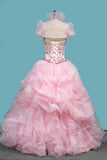 2024 Vestidos de quinceañera de organza con vestido de bola Vestidos de novia con cuentas de encaje