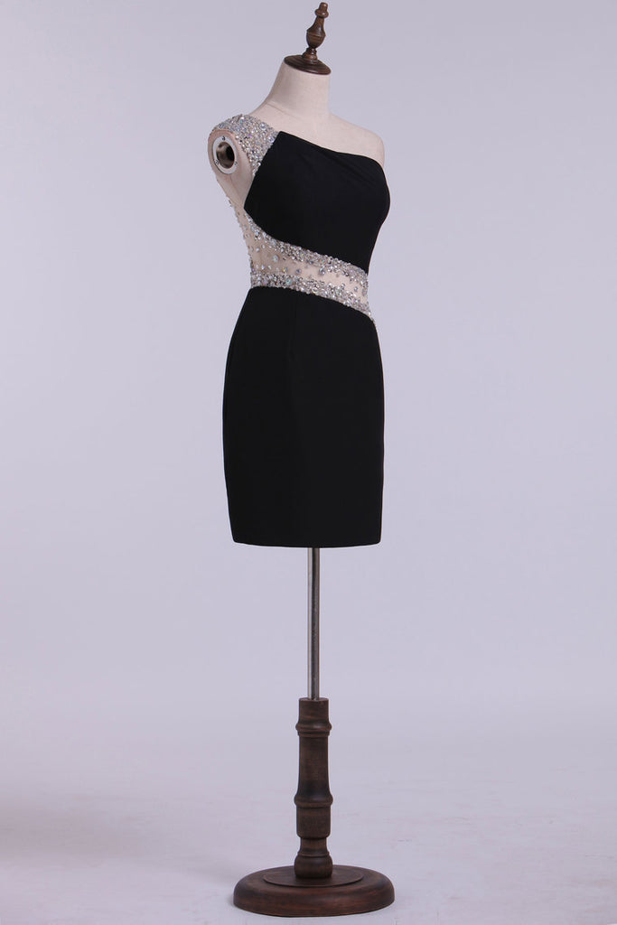 2022 vestidos de baile cortocircuito de la envoltura de un hombro con cuentas Con elegante Sheer Volver