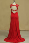 2024 Red correas espalda abierta de la envoltura vestidos de baile Spandex con apliques espalda abierta