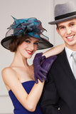 Organza señoras llamativas con Bowler / sombrero cloche