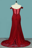 2024 Off El Hombro Prom Dresses Sirena Spandex Con Applique