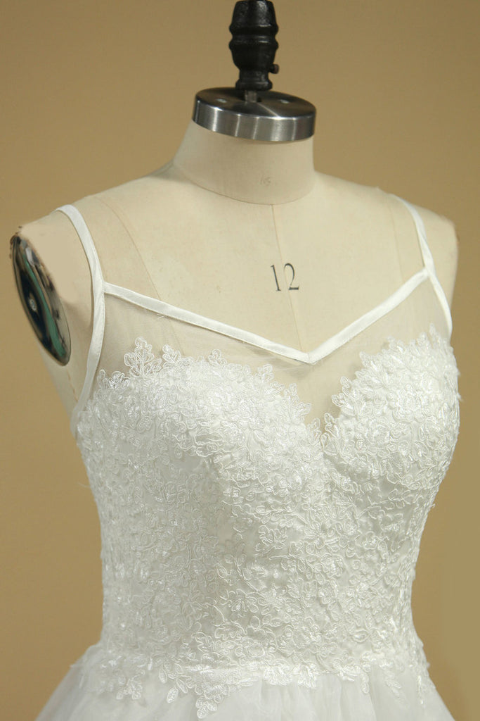 2024 correas de espagueti una línea vestidos de boda del organza con apliques