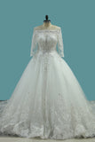 2024 Maravillosos vestidos de novia Scoop Lace Up con Rhinestones Royal Train