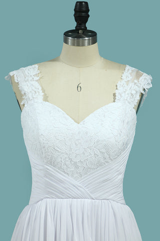 2022 vestidos de novia una línea de gasa fuera del hombro con apliques y ranura