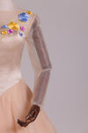 Vestido de novia de tul de manga larga con cuello redondo, vestido de novia largo de princesa con apliques