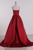 2024 Red Court tren vestidos de baile del satén del amor