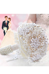 Satén / ramos de novia perla redonda lujoso y romántico