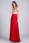 2022 caliente venta Scoop una línea completa Roja vestido de fiesta con cuentas de tul blusa con gasa Longitud de la falda