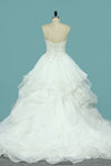 2022 vestidos de novia de la novia una línea de organza con corpiño moldeado