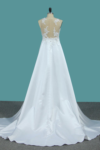 2024 vestidos de boda desmontables del tren de la corte de la sirena del satén con el aplique