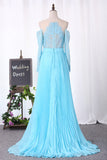 2024 Scoop Long Sleeves Prom Dresses Tulle con Applique A Line