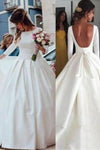 Nuevos vestidos de novia elegantes de satén con cuello en V Vestidos de novia de manga larga Vestidos de novia