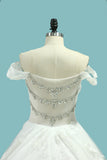 2024 vestidos de novia del hombro una línea de tul con apliques