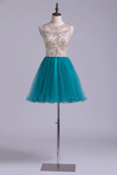2022 Scoop una línea de tul corto / mini vestidos de Homecoming Moda & Cute