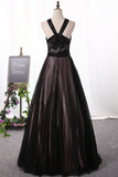 2024 Prom Dresses Tulle & Lace con rebordear la longitud del piso de una línea