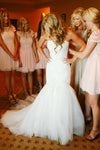 Vestidos de novia de encaje de tul de encaje de color marfil largo sirena encantadora