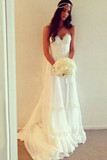 Boho Sweetheart Appliques A Line Ivory Wedding Dress, vestido de novia de playa