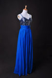 Baratos vestidos de baile Blue Line spaghetti straps piso-longitud gasa Cz
