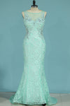 2022 vestidos de baile cucharada sirena con apliques de encaje y perlas