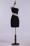 2022 vestidos de baile cortocircuito de la envoltura de un hombro con cuentas Con elegante Sheer Volver