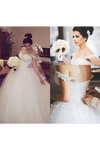 Vestidos de novia con hombros descubiertos con encanto Cuentas y lentejuelas elegantes
