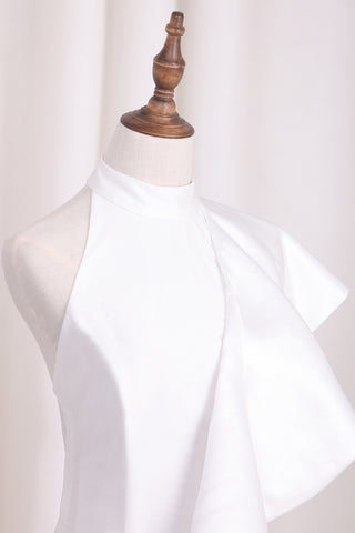 Vestidos de cóctel de la envoltura del cuello alto de la longitud del té del satén 2024