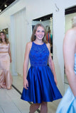 Vestido de fiesta corto azul real, vestido de fiesta para la fiesta de graduación