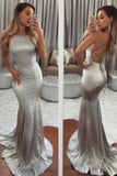 2024 Sexy Prom Dresses sirena Halter Lace Up abierto hacia atrás con lentejuelas
