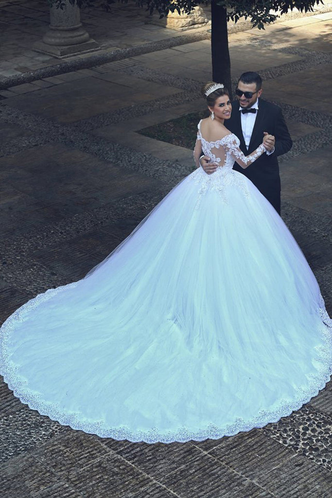 2022 caliente de la boda vestidos de novia vestido de bola de Tulle con apliques
