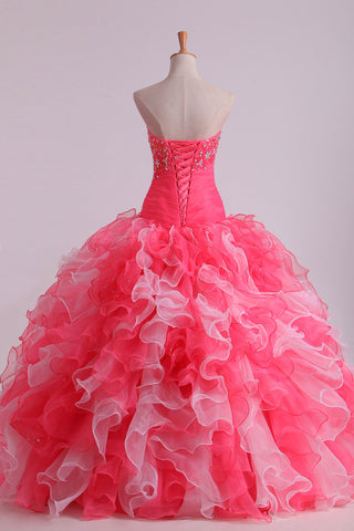 2022 Bicolor bola del vestido de quinceañera vestidos plisados amor blusa con cuentas y apliques