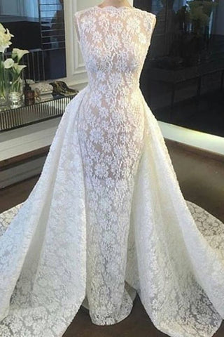 2024 vaina atractiva de los vestidos de boda del cordón de la nueva llegada con la falda desmontable